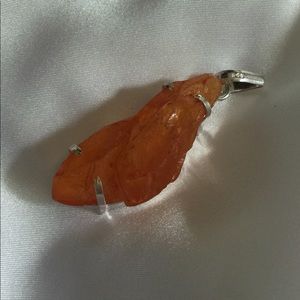 Orange Quartz Pendant Handmade Local  .925 Silver